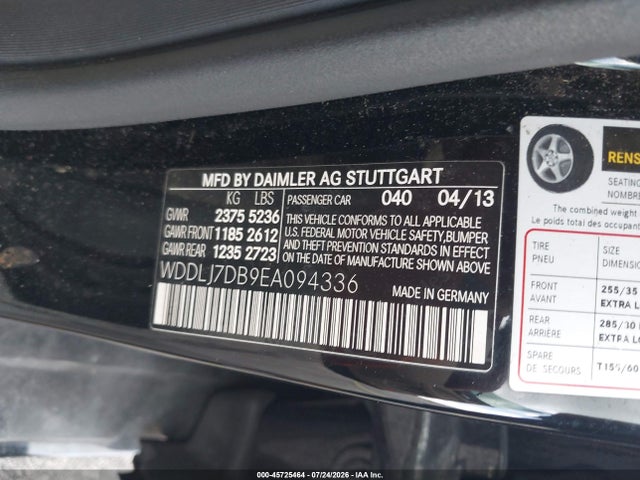 45725464 :رقم المزاد ، WDDLJ7DB9EA094336 vin ، 2014 Mercedes-benz Cls 550 مزاد بيع