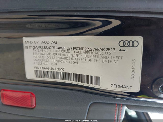 45725492 :رقم المزاد ، WAUENAF44JA063540 vin ، 2018 Audi A4 2.0t Premium/2.0t Tech Premium مزاد بيع