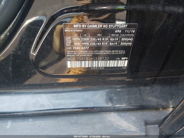 WDCTG4EB3HJ338132 Mercedes-Benz GLA 250