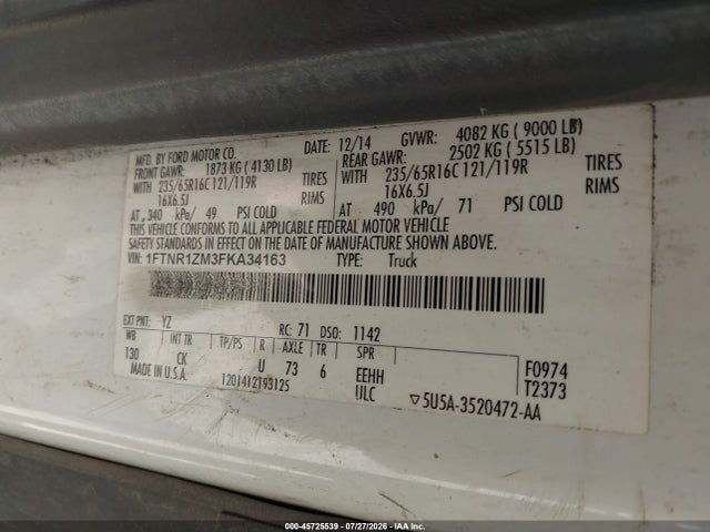 1FTNR1ZM3FKA34163 Ford Transit-250
