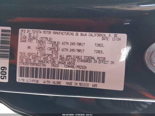 2024 Toyota Tacoma Sr5 მანქანა იყიდება აუქციონზე, vin: 3TMKB5FN5RM022766, აუქციონის ნომერი: 45725594