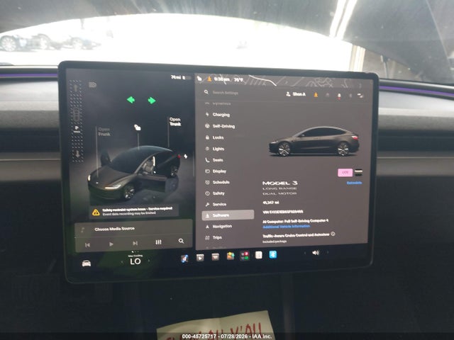 45725717 :رقم المزاد ، 5YJ3E1EB6SF929466 vin ، 2025 Tesla Model 3 Long Range All-wheel Drive مزاد بيع
