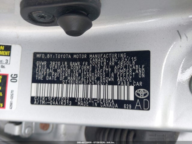 2T1BURHEXFC416072 Toyota Corolla S