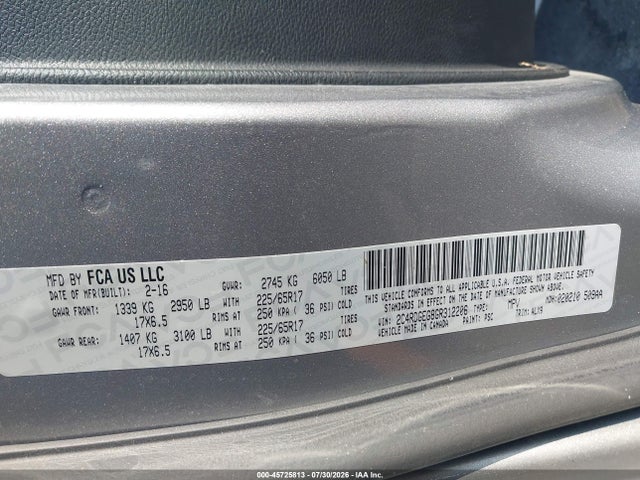 Продаж на аукціоні авто 2016 Dodge Grand Caravan R/t, vin: 2C4RDGEG8GR312206, номер лоту: 45725813