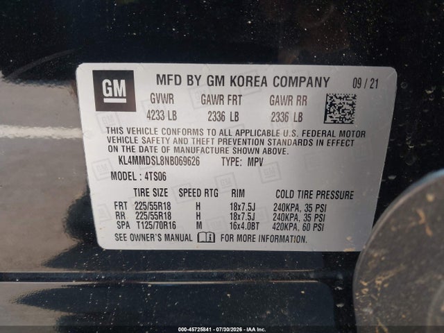 Aukcja sprzedaży 2022 Buick Encore Gx Fwd Select, vin: KL4MMDSL8NB069626, numer aukcji: 45725841