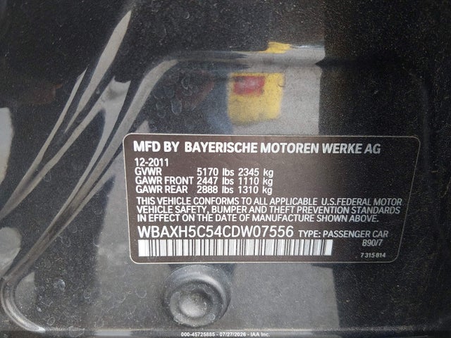 2012 Bmw 528i Xdrive მანქანა იყიდება აუქციონზე, vin: WBAXH5C54CDW07556, აუქციონის ნომერი: 45725885