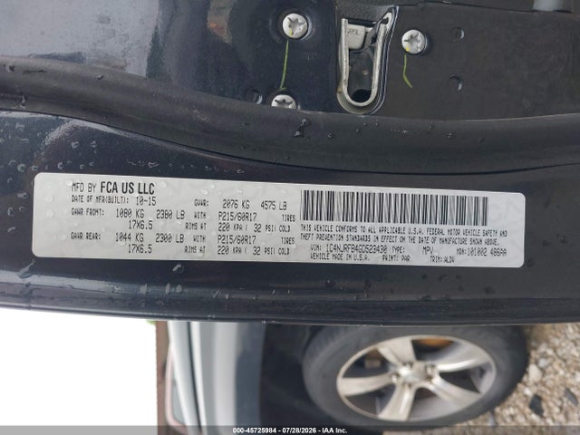 Aukcja sprzedaży 2016 Jeep Patriot High Altitude Edition, vin: 1C4NJRFB4GD523430, numer aukcji: 45725984
