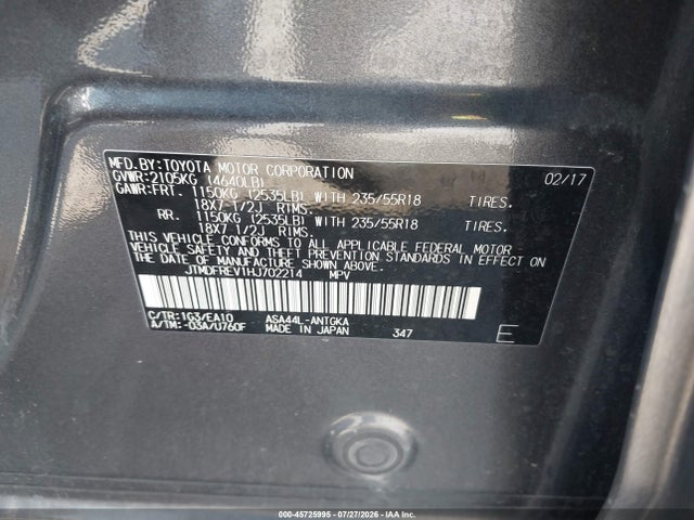 Продаж на аукціоні авто 2017 Toyota Rav4 Limited, vin: JTMDFREV1HJ702214, номер лоту: 45725995