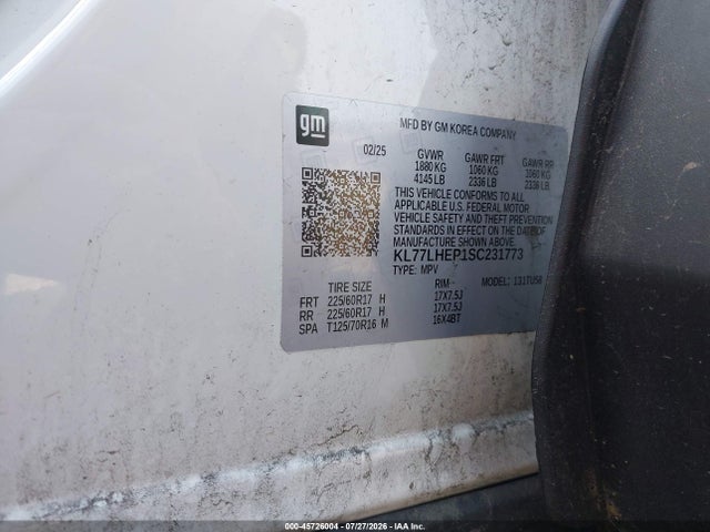 KL77LHEP1SC231773 Chevrolet Trax Fwd Lt