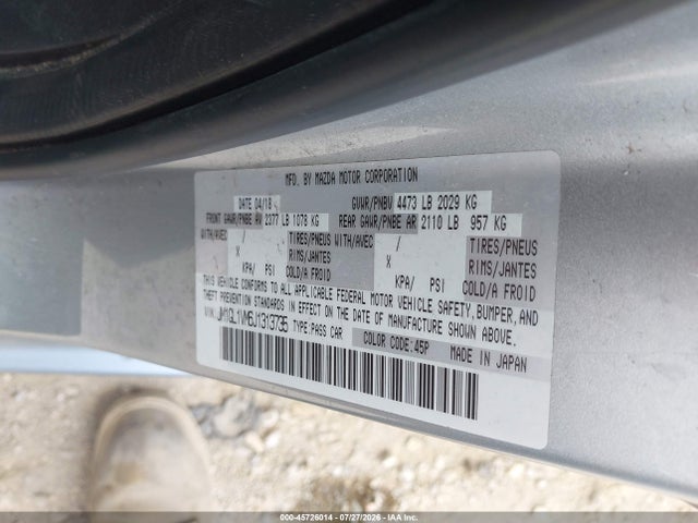 Aukcja sprzedaży 2018 Mazda Mazda6 Touring, vin: JM1GL1VM6J1313735, numer aukcji: 45726014