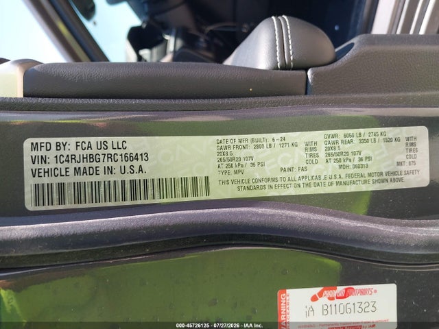 Auction sale of the 2024 Jeep Grand Cherokee Limited 4x4, vin: 1C4RJHBG7RC166413, lot number: 45726125