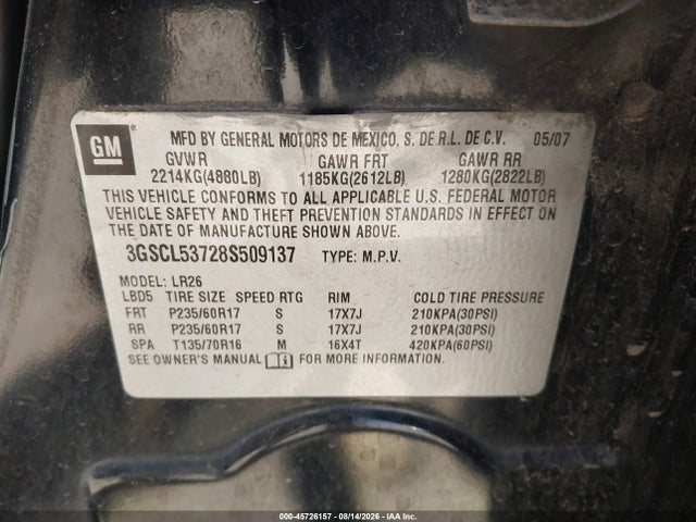 Продаж на аукціоні авто 2008 Saturn Vue V6 Xr, vin: 3GSCL53728S509137, номер лоту: 45726157
