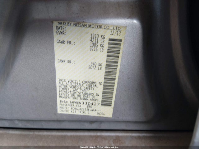 1N4AL3AP6EN330427 Nissan Altima 2.5 S