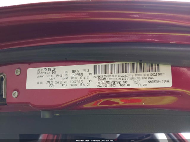 Продажа на аукционе авто 2015 Ram 1500 Tradesman, vin: 3C6JR6DG0FG675721, номер лота: 45726261