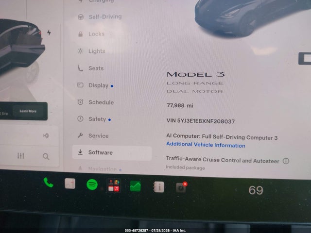 Продаж на аукціоні авто 2022 Tesla Model 3 Long Range Dual Motor All-wheel Drive, vin: 5YJ3E1EBXNF208037, номер лоту: 45726287