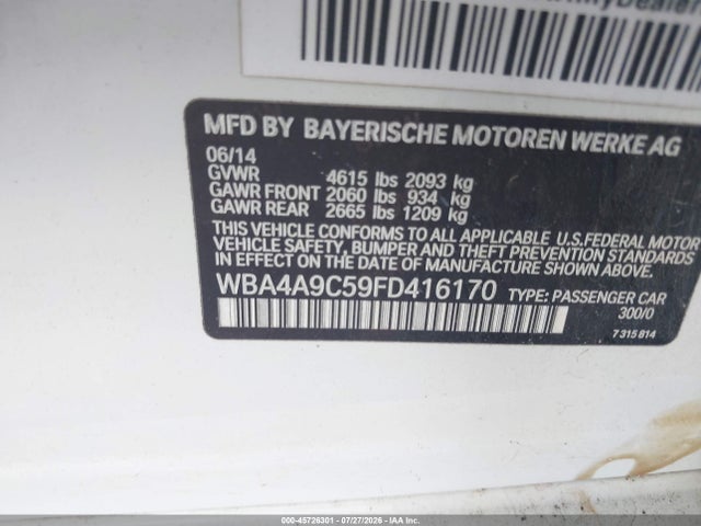 Aukcja sprzedaży 2015 Bmw 428 Gran Coupe, vin: WBA4A9C59FD416170, numer aukcji: 45726301