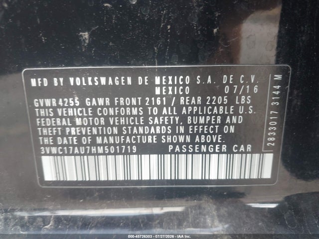 3VWC17AU7HM501719 Volkswagen Golf Sportwagen Tsi S