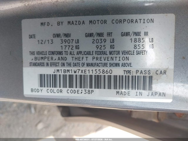 JM1BM1W7XE1155860 Mazda Mazda3 I Grand Touring