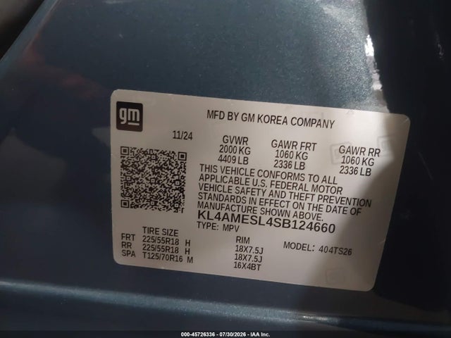 Auction sale of the 2025 Buick Encore Gx Sport Touring Awd, vin: KL4AMESL4SB124660, lot number: 45726336