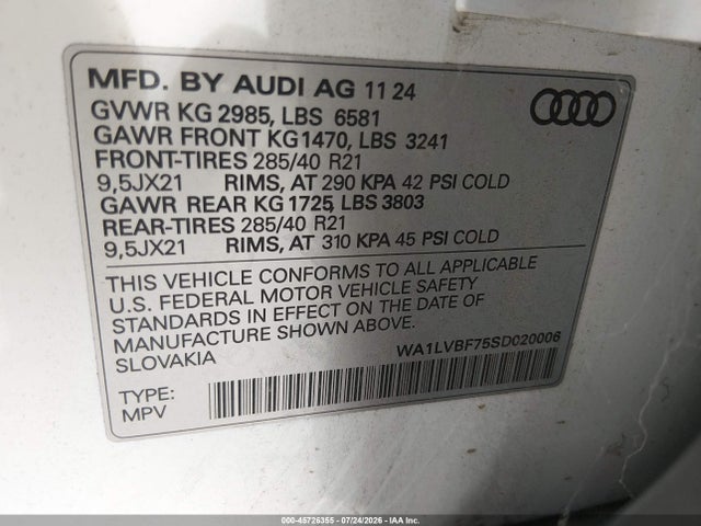 WA1LVBF75SD020006 Audi Q7 Premium Plus 55 Tfsi Quattro Tiptronic