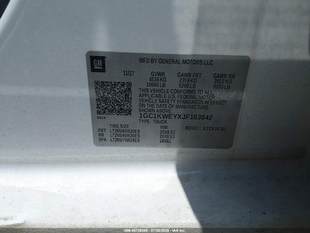 1GC1KWEYXJF163642 Chevrolet Silverado 2500hd Ltz