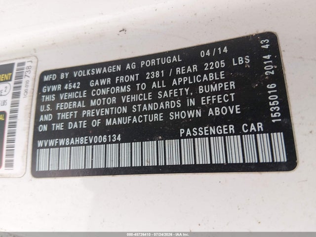 Volkswagen Eos Executive 2014 WVWFW8AH8EV006134 Image 9