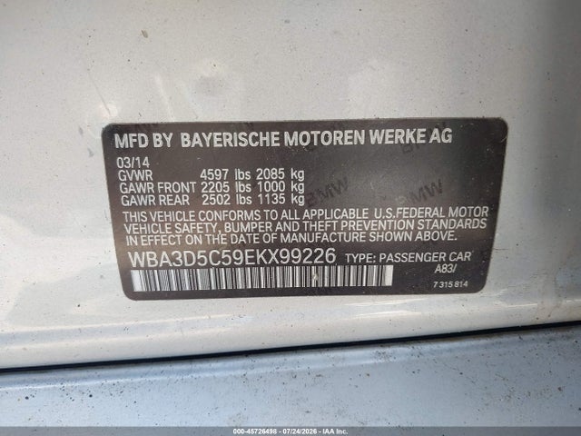 Aukcja sprzedaży 2014 Bmw 328d Xdrive, vin: WBA3D5C59EKX99226, numer aukcji: 45726498