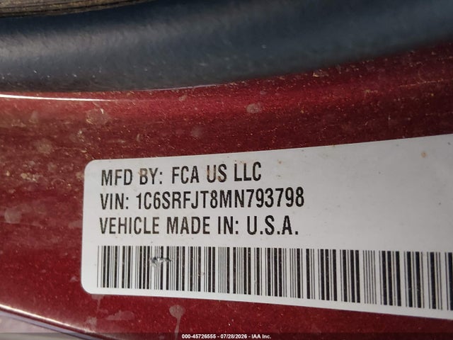 1C6SRFJT8MN793798 RAM 1500 Laramie 4x4 5&#039;7 Box