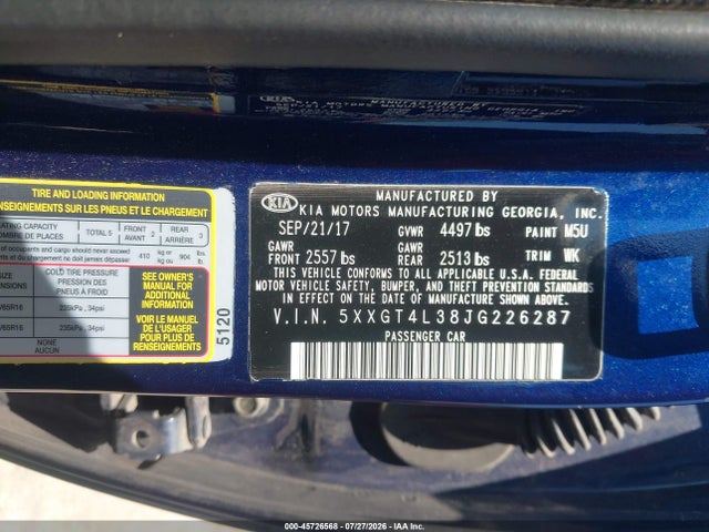 Продаж на аукціоні авто 2018 Kia Optima Lx, vin: 5XXGT4L38JG226287, номер лоту: 45726568