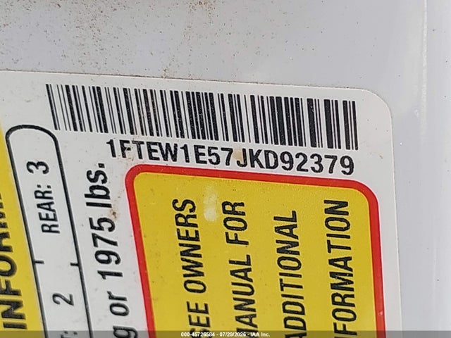 45726584 :رقم المزاد ، 1FTEW1E57JKD92379 vin ، 2018 Ford F-150 Xl مزاد بيع
