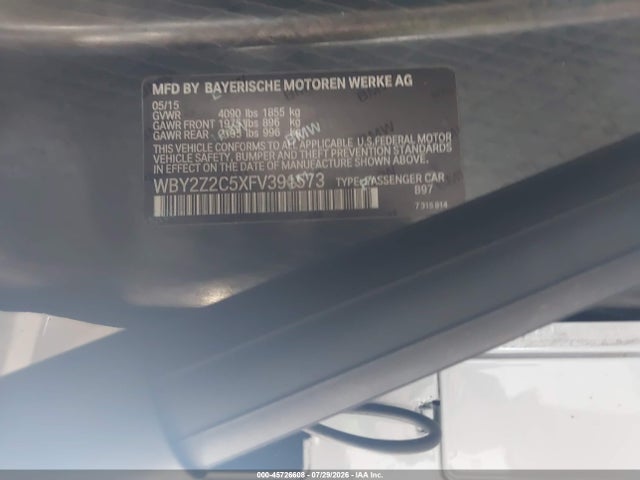 Продаж на аукціоні авто 2015 Bmw I8, vin: WBY2Z2C5XFV391573, номер лоту: 45726608