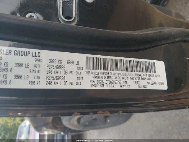 Продажа на аукционе авто 2010 Dodge Ram 1500 Slt/sport/trx, vin: 1D7RV1CT1AS165765, номер лота: 45726613