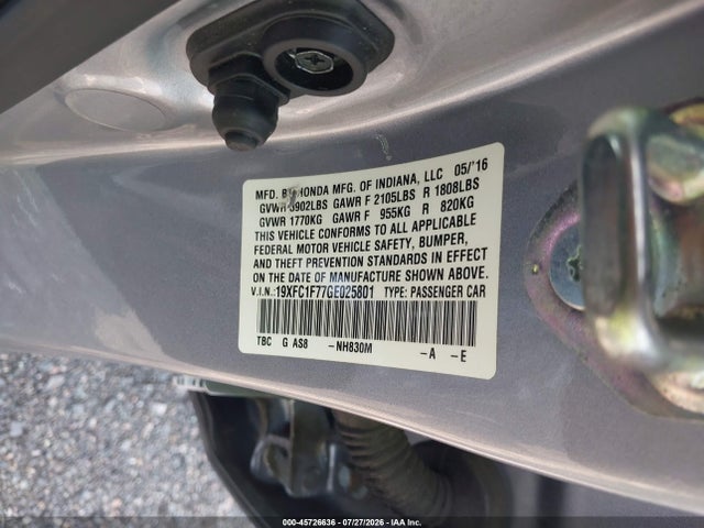 19XFC1F77GE025801 Honda Civic Ex-l