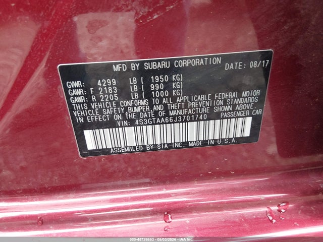 Продаж на аукціоні авто 2018 Subaru Impreza 2.0i, vin: 4S3GTAA66J3701740, номер лоту: 45726693