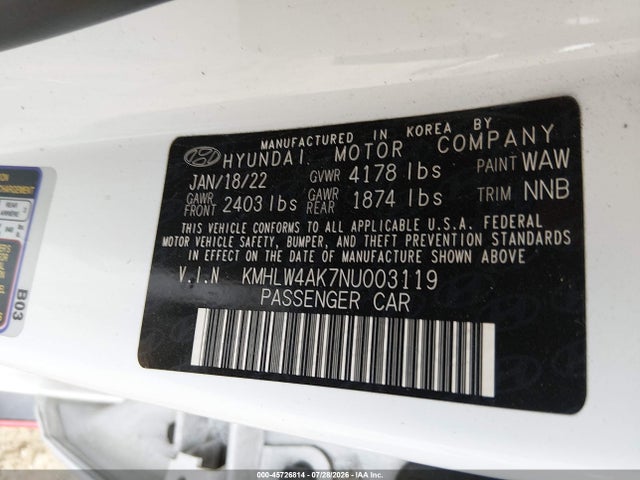 Продаж на аукціоні авто 2022 Hyundai Elantra N, vin: KMHLW4AK7NU003119, номер лоту: 45726814