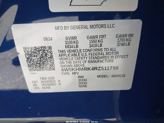 45726818 :رقم المزاد ، 4W5KHMRK4RZ511798 vin ، 2024 Acura Zdx A-spec مزاد بيع