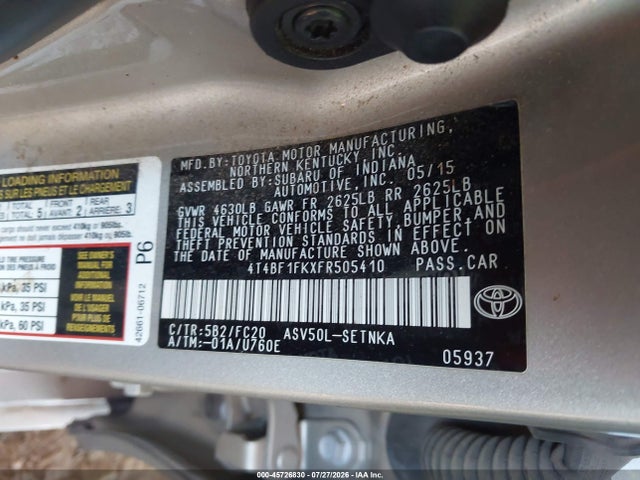 Toyota CAMRY LE 2015 4T4BF1FKXFR505410 Image 9