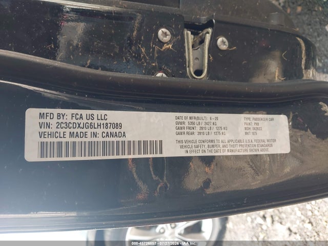 Продаж на аукціоні авто 2020 Dodge Charger Sxt Awd, vin: 2C3CDXJG6LH187089, номер лоту: 45726857
