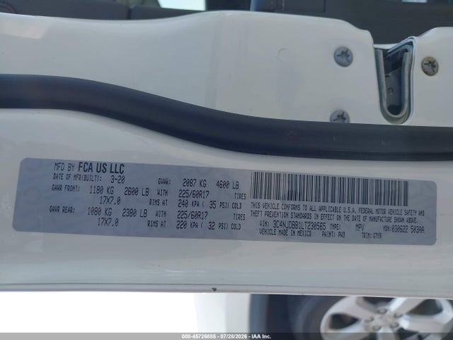 Продажа на аукционе авто 2020 Jeep Compass Latitude 4x4, vin: 3C4NJDBB1LT230565, номер лота: 45726885