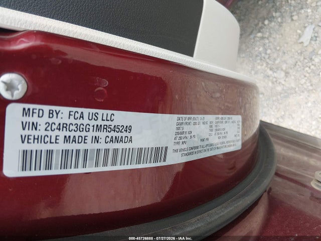 2021 Chrysler Pacifica Limited Awd მანქანა იყიდება აუქციონზე, vin: 2C4RC3GG1MR545249, აუქციონის ნომერი: 45726888