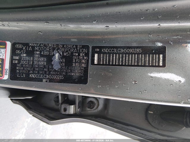 45726898 :رقم المزاد ، KNDCC3LC3H5090285 vin ، 2017 Kia Niro Ex مزاد بيع