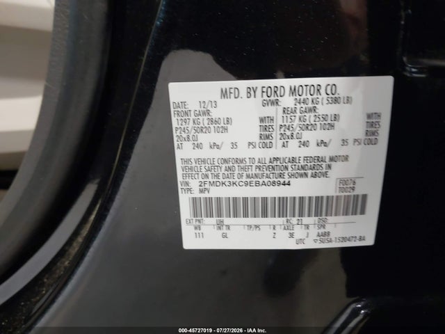 Продаж на аукціоні авто 2014 Ford Edge Limited, vin: 2FMDK3KC9EBA08944, номер лоту: 45727019