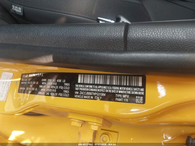 Продажа на аукционе авто 2017 Jeep Renegade Altitude, vin: ZACCJBBB7HPG31984, номер лота: 45727052