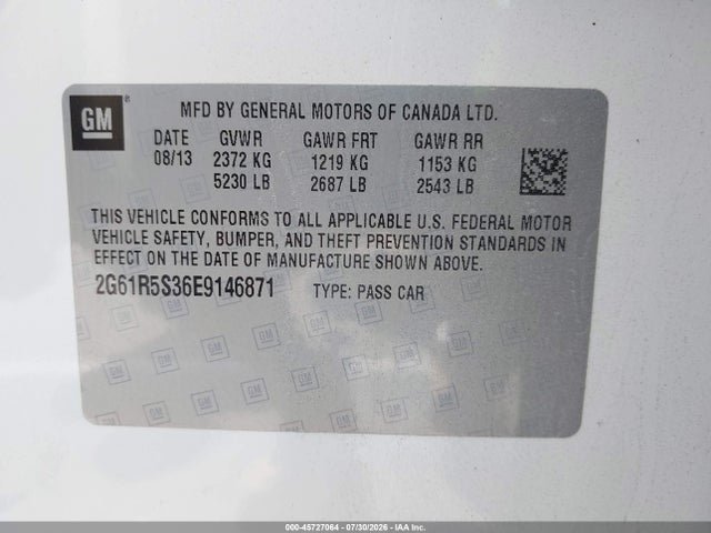 45727064 :رقم المزاد ، 2G61R5S36E9146871 vin ، 2014 Cadillac Xts Premium مزاد بيع