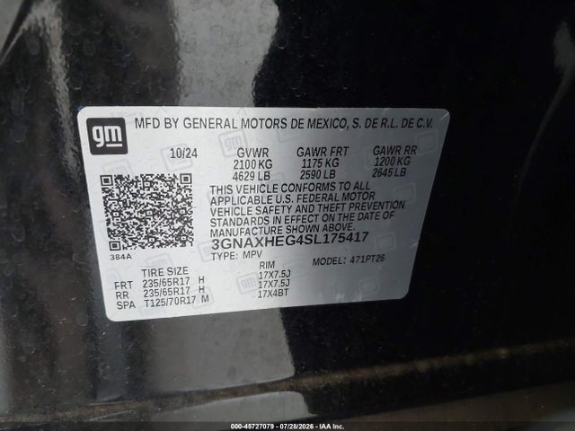 3GNAXHEG4SL175417 Chevrolet Equinox Fwd Lt