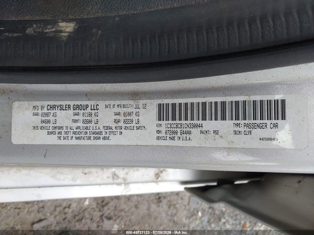 Продаж на аукціоні авто 2012 Chrysler 200 Limited, vin: 1C3CCBCB1CN330044, номер лоту: 45727123