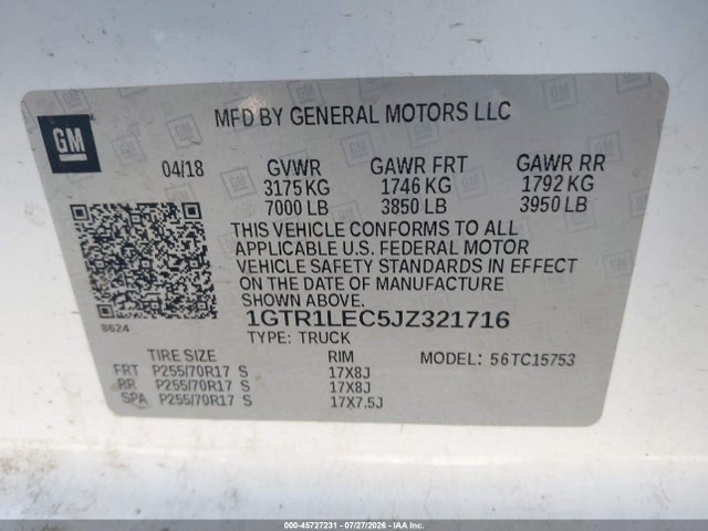 GMC SIERRA 1500 2018 1GTR1LEC5JZ321716 Image 9