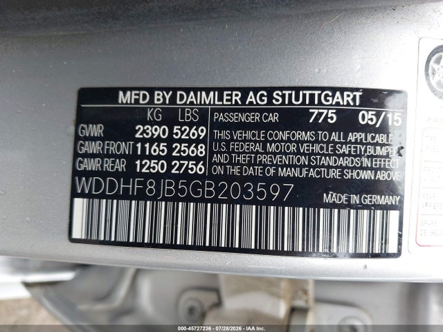 2016 Mercedes-benz E 350 4matic მანქანა იყიდება აუქციონზე, vin: WDDHF8JB5GB203597, აუქციონის ნომერი: 45727236