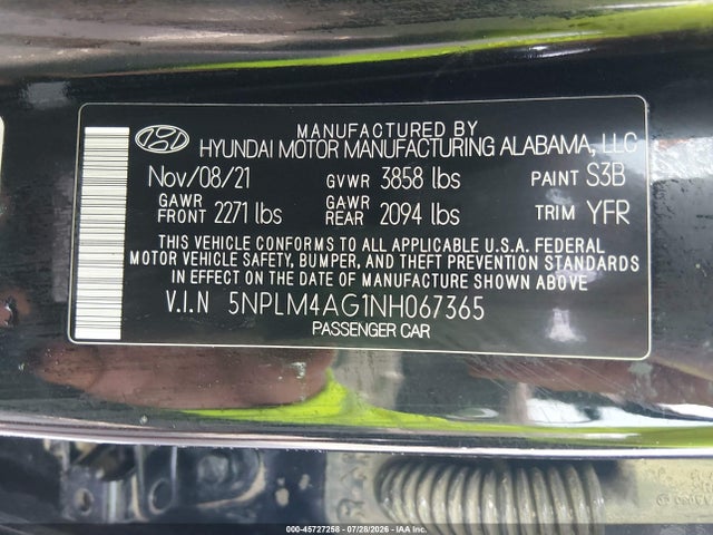 Aukcja sprzedaży 2022 Hyundai Elantra Sel, vin: 5NPLM4AG1NH067365, numer aukcji: 45727258