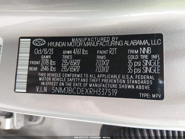 Hyundai TUCSON SEL 2024 5NMJBCDEXRH337519 Image 9